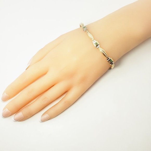 Vintage 14 Karat Yellow Gold Natural Emerald and Diamond Bracelet #11733 - Picture 8 of 9